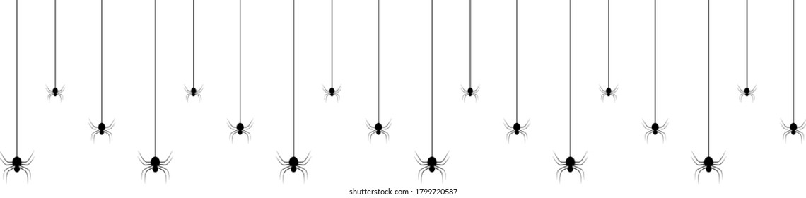 Spooky background for Halloween. Vector isolated pattern with hanging spiders for decoration and cover