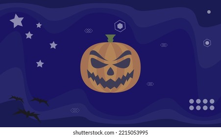 Spooky background with pumpkin face concept. Creative illustration for poster, brochure, landing, page, cover, ad, promotion. Eps10 vector