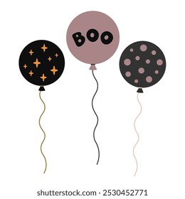 Spooky balloons clipart. Cute Halloween festive element. Vector illustration in flat style	
