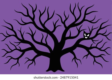 Spooky Bare Branches Vector Silhouette: Halloween Illustration and Clipart Designs