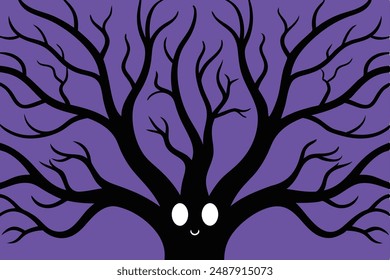 Spooky Bare Branches Vector Silhouette: Halloween Illustration and Clipart Designs
