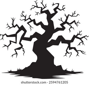 Spooky Bare Tree Silhouette | Halloween Vector Illustration