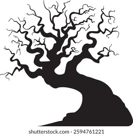 Spooky Bare Tree Silhouette | Halloween Vector Illustration