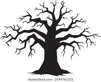 Spooky Bare Tree Silhouette | Halloween Vector Illustration