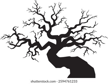 Spooky Bare Tree Silhouette | Halloween Vector Illustration