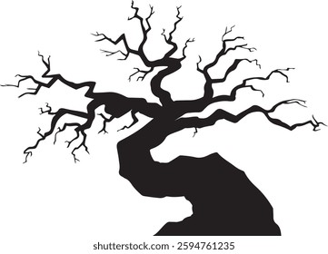 Spooky Bare Tree Silhouette | Halloween Vector Illustration