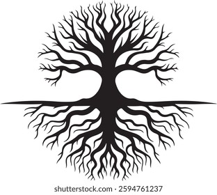 Spooky Bare Tree Silhouette | Halloween Vector Illustration