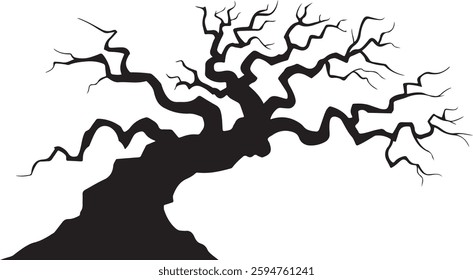 Spooky Bare Tree Silhouette | Halloween Vector Illustration