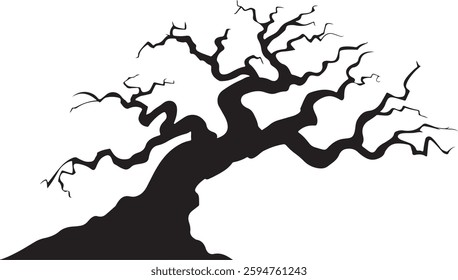 Spooky Bare Tree Silhouette | Halloween Vector Illustration