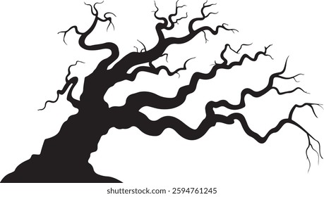 Spooky Bare Tree Silhouette | Halloween Vector Illustration