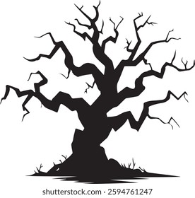 Spooky Bare Tree Silhouette | Halloween Vector Illustration