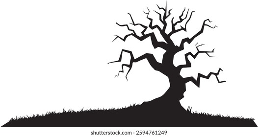 Spooky Bare Tree Silhouette | Halloween Vector Illustration