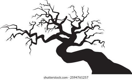 Spooky Bare Tree Silhouette | Halloween Vector Illustration