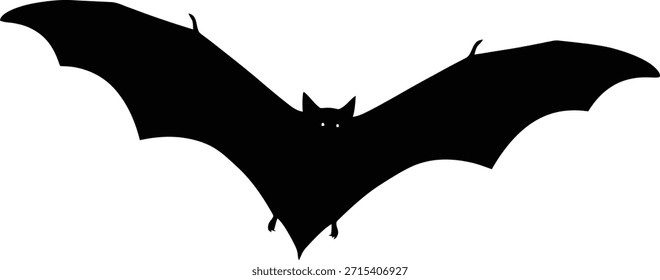 Spooky bat flying silhouette vector illustration for Halloween night and horror theme designs.