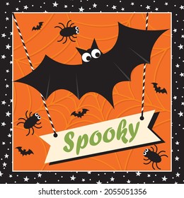 Spooky bat for halloween greeting card