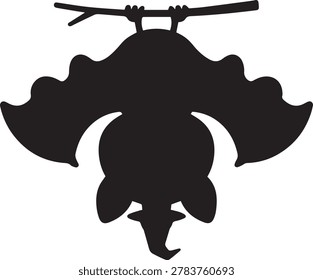 Spooky bat hanging upside