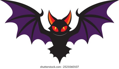 Spooky Bat spreading its wings winged black bat scary eyes 