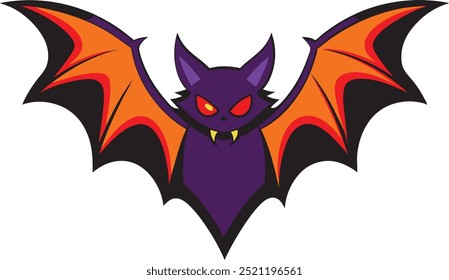 Spooky Bat spreading its wings winged black bat scary eyes