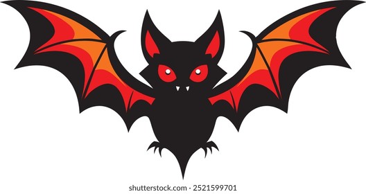 Spooky Bat spreading its wings winged black bat scary eyes