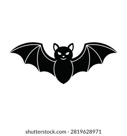 A spooky black bat silhouette with outstretched wings, perfect for Halloween party invitations, gothic themes, nature studies, or nocturnal wildlife design projects.