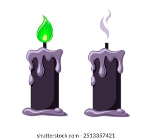 Vela preta assustadora com conjunto de chama verde, gráficos de Halloween