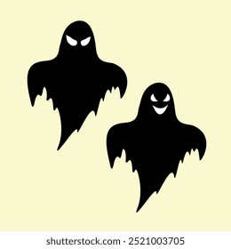 Silhueta fantasma preto assustador para desenhos de Halloween