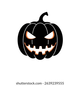 Spooky black halloween jack o lantern pumpkin.