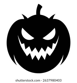 Spooky black halloween pumpkin jack o lantern.