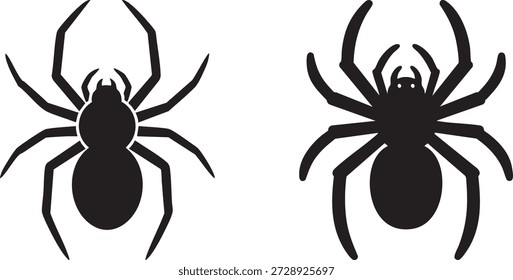Spooky Black Spider Silhouettes Set for Halloween, Arachnids, and Creepy Insect Themes