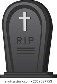 Spooky Black Tombstone with R.I.P for Halloween Isolated : A sinister black tombstone with the letters R.I.P (Rest In Peace) in white. This eerie grave marker for a haunted with death, fear, mystery.