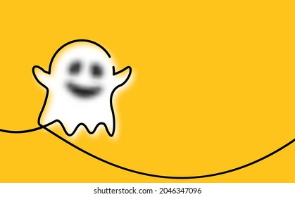Spooky blurred ghost drawn by single line. Halloween vector illustration.