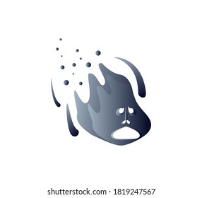 Spooky blurred ghost for halloween designs. Flying wicked ghostly spook or spirit. Flat Art Vector Illustration