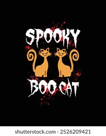 Spooky Boo Cat, Illustration, Graphic, Halloween T-shirt For Women, Halloween Shirts For Kids, T-shirt Design, Clipart, Logotype, Sticker, Sublimation