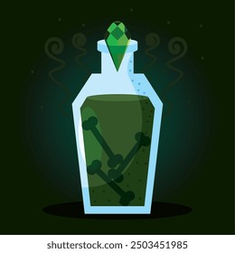 Spooky bottle with mysterious bones, Vector