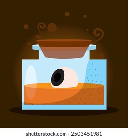 Spooky bottle with mysterious eye, Vector