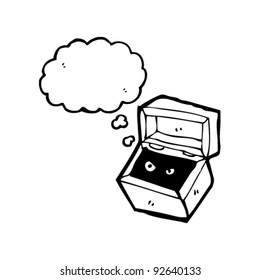 spooky box with secret monster inside cartoon