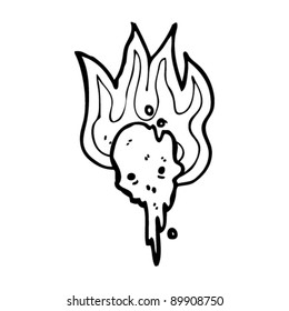 spooky burning skull cartoon