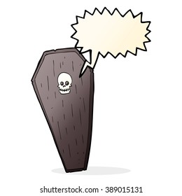 espeluznante ataúd de caricatura con burbuja de habla