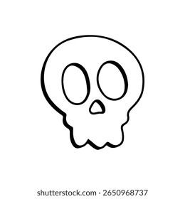 A spooky cartoon skull outline, perfect for Halloween, pirate, or edgy themed designs.