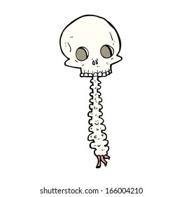 spooky cartoon skull and spine