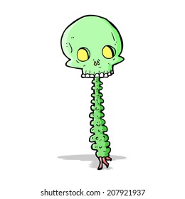 spooky cartoon skull and spine