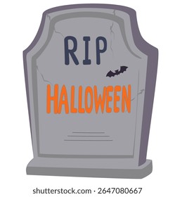 Spooky cartoon tombstone illustration, Halloween grave sign, creepy design for decorations, posters, or party themes.