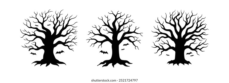 Spooky cartoon tree vector for halloween.