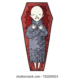 spooky cartoon vampire in coffin
