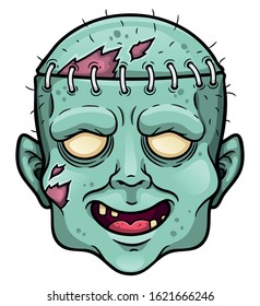 Spooky cartoon zombie male head