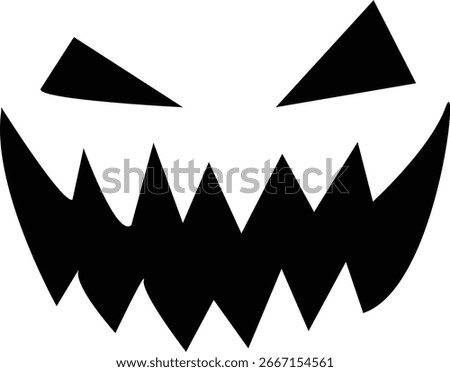 A spooky carved pumpkin face design, perfect for Halloween decorations and scary season celebrations. Evil and creepy.