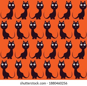 Spooky Cat Halloween Pattern Holidays 