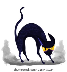 spooky cat  - Halloween vector caracter for banner or flyer halloween template