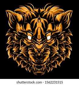 spooky cat head vector sketch