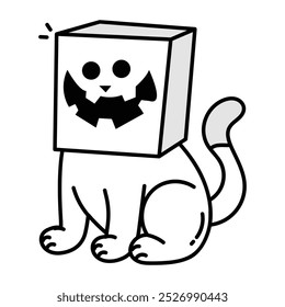 Spooky cat icon in drawing style 

